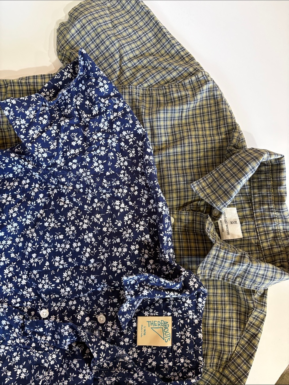 Jr Boys Navy Floral/Olive Plaid Button-Down Shirt Set